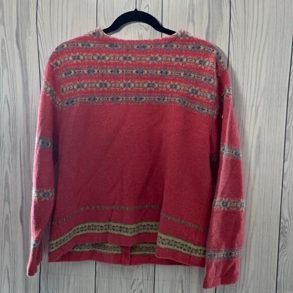 Vtg y2K Susan Bristol Cardigan Women XL Wool Sweater Cottage Core Flowers Pink - Picture 3 of 7